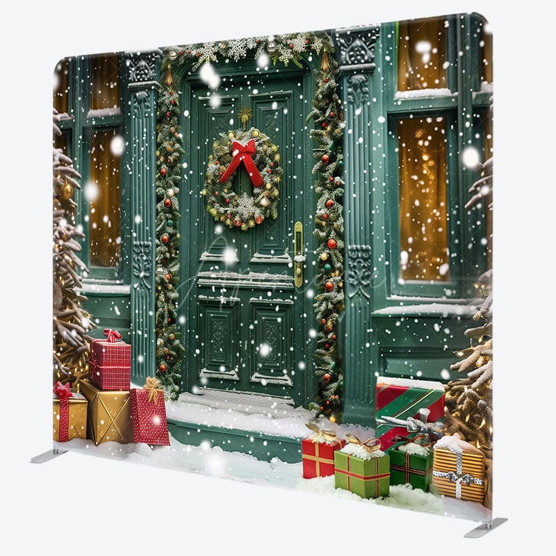Aperturee - Aperturee Green Retro Door Tree Gifts Pillow Cover Backdrop