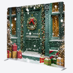 Aperturee - Aperturee Green Retro Door Tree Gifts Pillow Cover Backdrop
