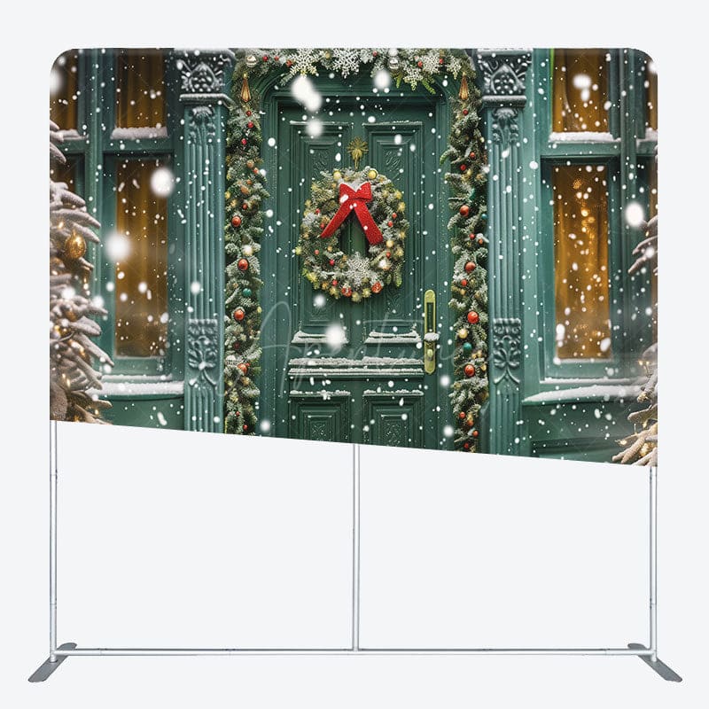 Aperturee - Aperturee Green Retro Door Tree Gifts Pillow Cover Backdrop