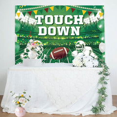 Aperturee - Aperturee Green Rugby Field Touch Down Sport Birthday Backdrop