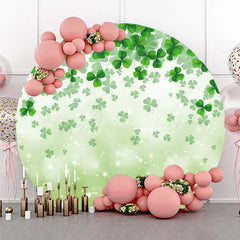 Aperturee - Aperturee Green Shamrock and Clover Round Backdrop with Sparkling Stars Festive St. Patrick’s Day Party Decor