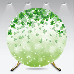 Aperturee - Aperturee Green Shamrock and Clover Round Backdrop with Sparkling Stars Festive St. Patrick’s Day Party Decor