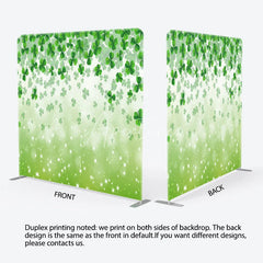 Aperturee - Aperturee Green Shamrock Tension Fabric Backdrop Lucky Clover Sparkles Decor St Patricks Day Theme Background for Spring Party