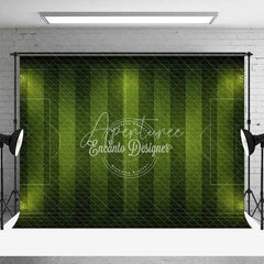 Aperturee - Aperturee Green Soccer Field Backdrop Football Pitch Stadium Lights Sports Theme Party Photo Booth
