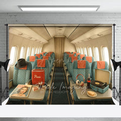 Aperturee - Aperturee Green Vintage Airplane Interior Backdrop For Photo