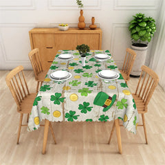 Aperturee - Aperturee Green Watercolor Shamrock Rectangle Tablecloth Lucky Four Leaf Clover St Patricks Day Table Cover