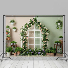 Aperturee - Aperturee Greenery Floral Room Spring Photography Backdrop