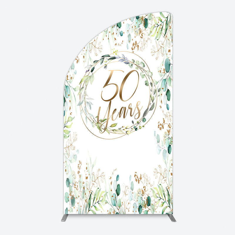 Aperturee - Aperturee Greenery Garland Anniversary 50 Years Half Moon Arch Backdrop