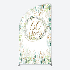 Aperturee - Aperturee Greenery Garland Anniversary 50 Years Half Moon Arch Backdrop