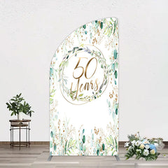 Aperturee - Aperturee Greenery Garland Anniversary 50 Years Half Moon Arch Backdrop