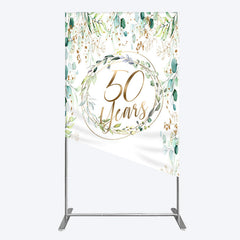 Aperturee - Aperturee Greenery Garland Anniversary 50 Years Rectangle Backdrop