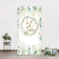 Aperturee - Aperturee Greenery Garland Anniversary 50 Years Rectangle Backdrop