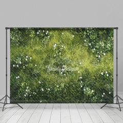 Aperturee - Aperturee Greenery Scattered White Flowers Summer Backdrop