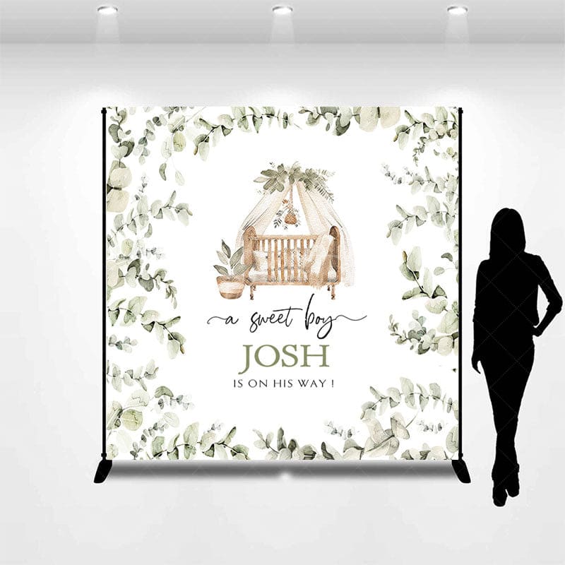 Aperturee - Aperturee Greeny Plants Sweet Boy Baby Shower Custom Backdrop