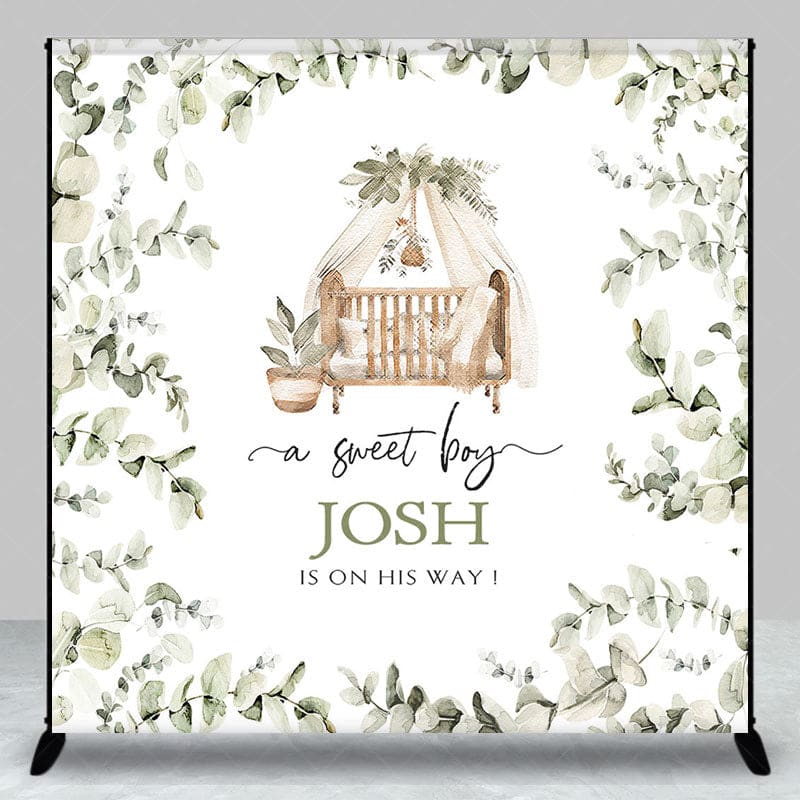 Aperturee - Aperturee Greeny Plants Sweet Boy Baby Shower Custom Backdrop