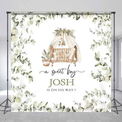 Aperturee - Aperturee Greeny Plants Sweet Boy Baby Shower Custom Backdrop