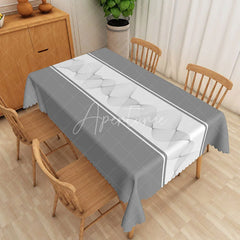 Aperturee - Aperturee Grey and White Abstract Wave Line Art Rectangle Tablecloth Modern Minimalist Dining Decor Washable Kitchen Table Cover
