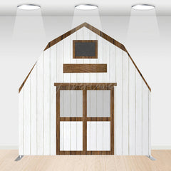 Aperturee - Aperturee Grey Brown Farm Barn Door Arch Birthday Backdrop