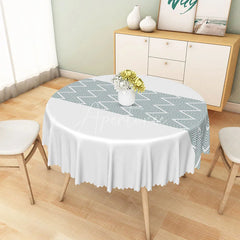 Aperturee - Aperturee Grey Chevron Stripe Runner Style Round Tablecloth Modern Geometric Pattern for Wedding and Home