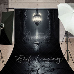 Aperturee - Aperturee Grey Dark Magic Chandelier Architecture Sweep Backdrop