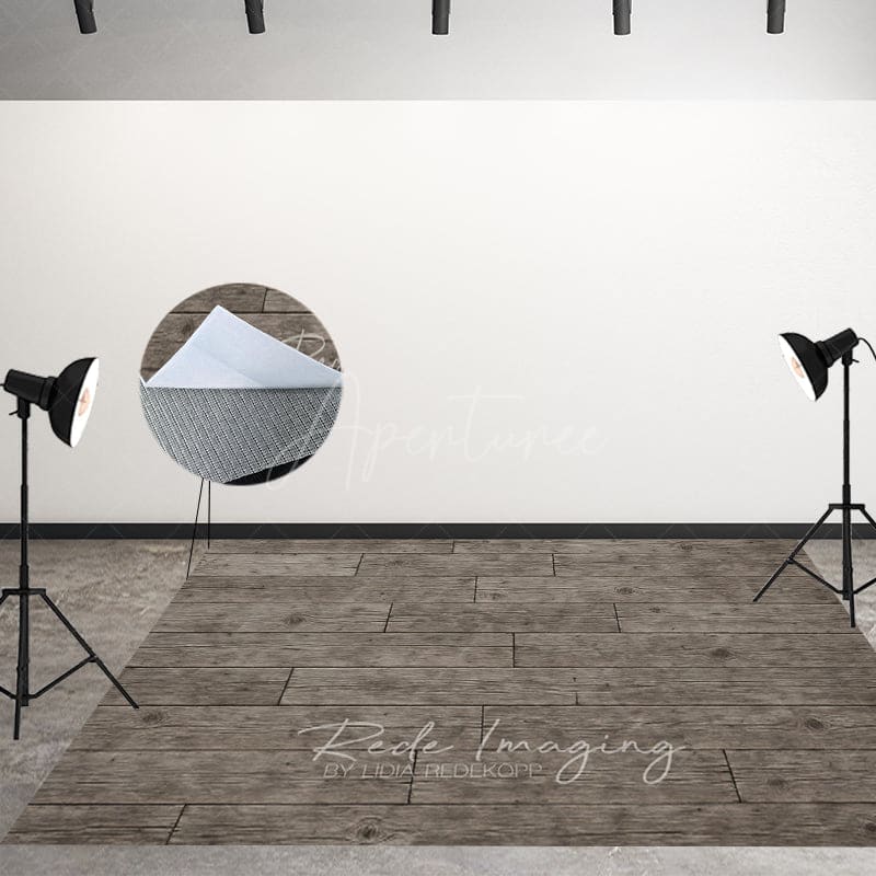 Aperturee - Aperturee Grey Vibe Dark Wood Fabric Floor Backdrop For Photo
