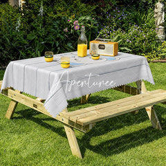 Aperturee - Aperturee Grey Wood Grain Elephant Rectangular Tablecloth