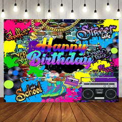 Aperturee - Aperturee Groovy Colorful Happy Birthday Celebration Backdrop