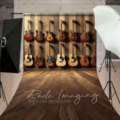 Aperturee - Aperturee Guitar Collection Wooden Wall Sweep Photo Backdrop