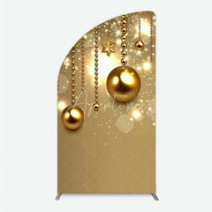 Aperturee - Aperturee Half Moon Arch Backdrop Christmas Gold Baubles Luxury Hanging Ornaments Sparkle Half Moon Arch Cover