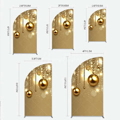 Aperturee - Aperturee Half Moon Arch Backdrop Christmas Gold Baubles Luxury Hanging Ornaments Sparkle Half Moon Arch Cover