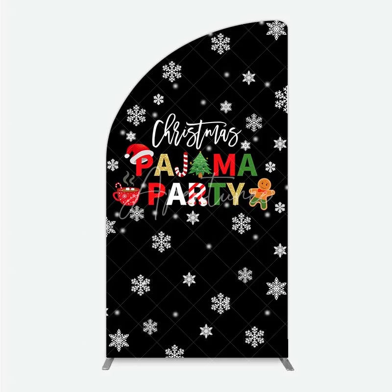 Aperturee - Aperturee Half Moon Arch Backdrop Christmas Pajama Party Winter Gingerbread Man Cocoa Snowflake Half Moon Arch Cover