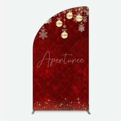 Aperturee - Aperturee Half Moon Arch Backdrop Christmas Red Gold Ornaments Cover Winter Snowflake Glitter Chiara Wall Background Holiday