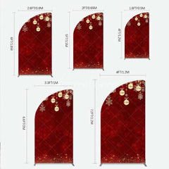 Aperturee - Aperturee Half Moon Arch Backdrop Christmas Red Gold Ornaments Cover Winter Snowflake Glitter Chiara Wall Background Holiday