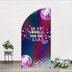 Aperturee - Aperturee Half Moon Arch Backdrop In My Double Digits Era Groovy Disco Ball Butterfly Birthday Half Moon Arch Cover