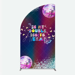Aperturee - Aperturee Half Moon Arch Backdrop In My Double Digits Era Groovy Disco Ball Butterfly Birthday Half Moon Arch Cover