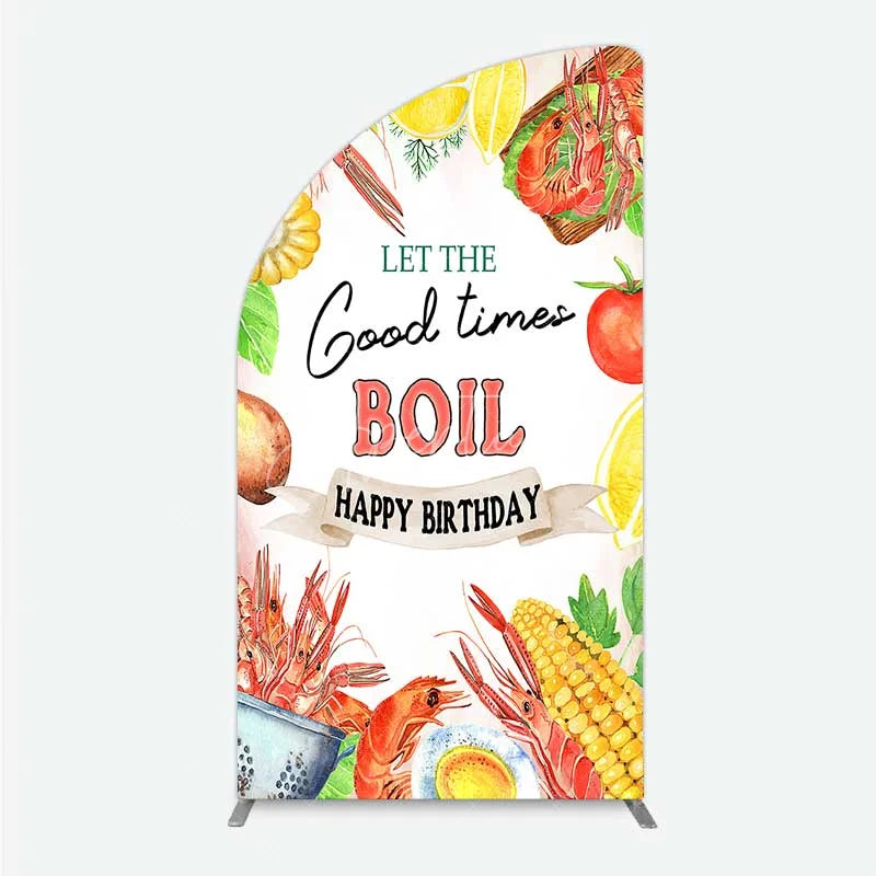Aperturee - Aperturee Half Moon Arch Backdrop Seafood Boil Birthday Summer Crawfish Lemon Good Times Half Moon Arch Cover