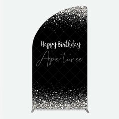 Aperturee - Aperturee Half Moon Arch Backdrop Silver Diamonds Glitz Black Background Sparkle Happy Birthday Half Moon Arch Cover