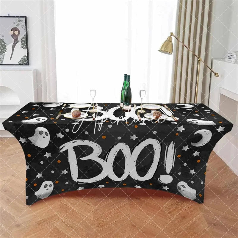 Aperturee - Aperturee Halloween Boo Moon Night Baby Shower Stretch Table Cover