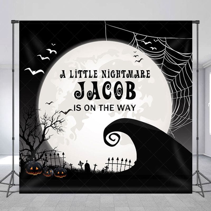 Aperturee - Aperturee Halloween Little Nightmare Custom Baby Shower Backdrop
