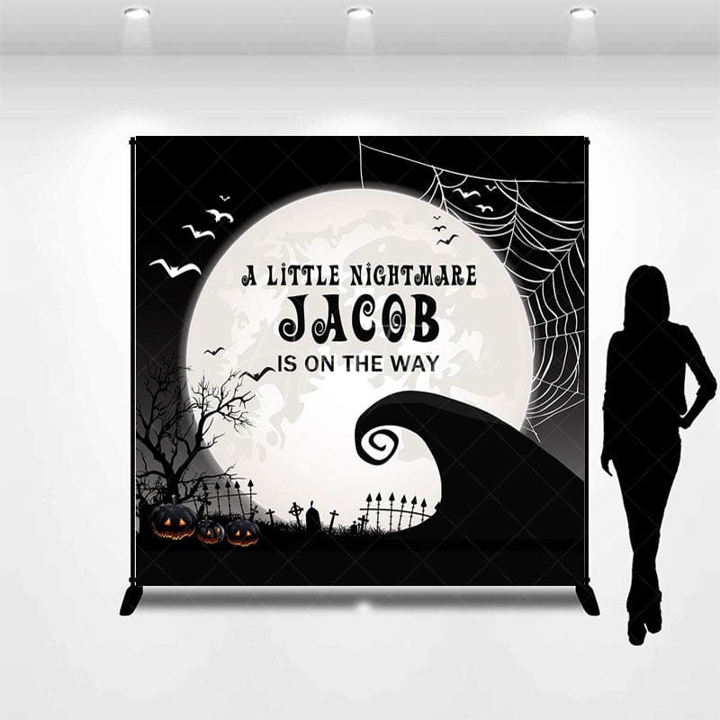 Aperturee - Aperturee Halloween Little Nightmare Custom Baby Shower Backdrop