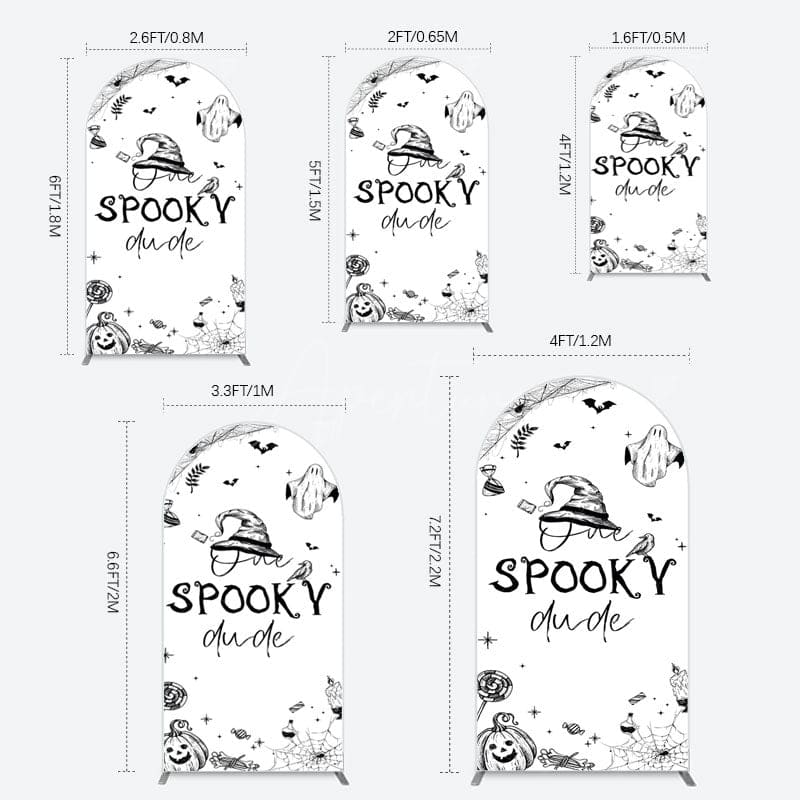 Aperturee - Aperturee Halloween One Spooky Dude Birthday Arch Backdrop