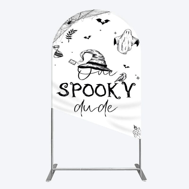Aperturee - Aperturee Halloween One Spooky Dude Birthday Arch Backdrop