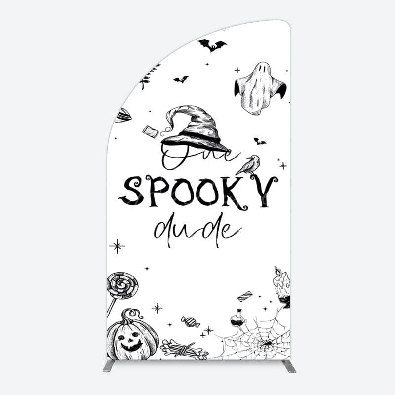 Aperturee - Aperturee Halloween One Spooky Dude Birthday Half Moon Arch Backdrop