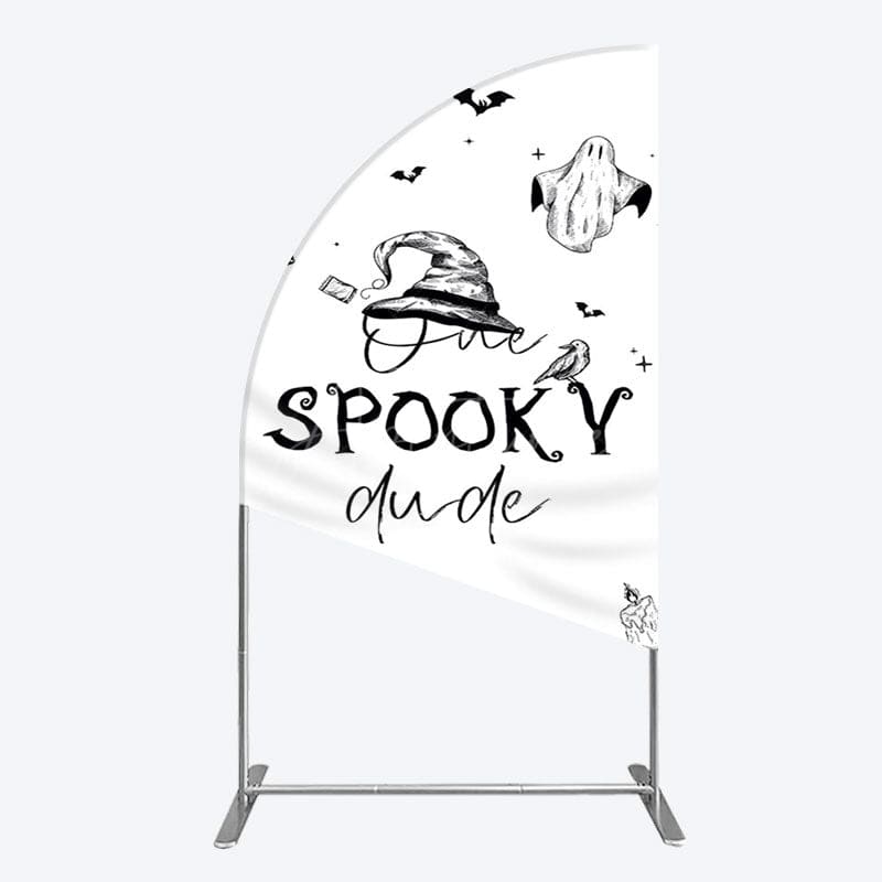 Aperturee - Aperturee Halloween One Spooky Dude Birthday Half Moon Arch Backdrop