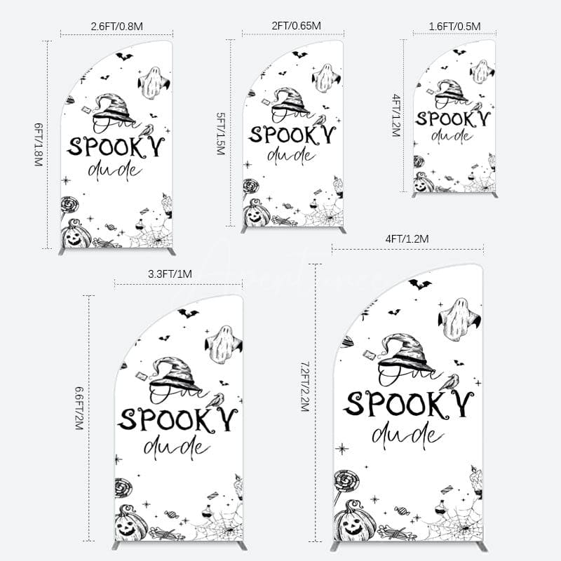 Aperturee - Aperturee Halloween One Spooky Dude Birthday Half Moon Arch Backdrop