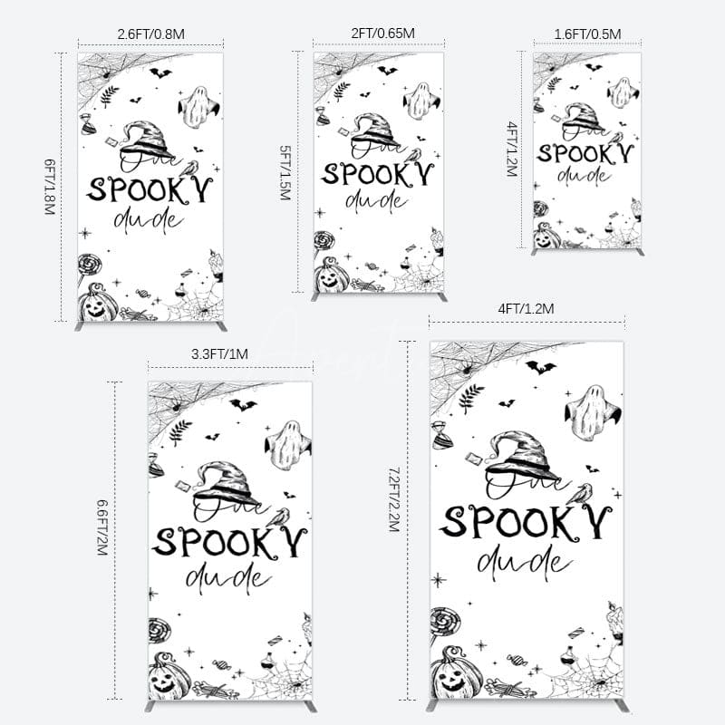 Aperturee - Aperturee Halloween One Spooky Dude Birthday Rectangle Backdrop