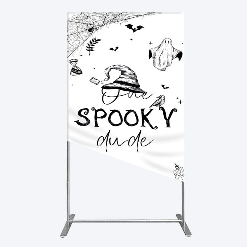 Aperturee - Aperturee Halloween One Spooky Dude Birthday Rectangle Backdrop
