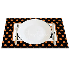 Aperturee - Aperturee Halloween Polka Dot and Jack-O’-Lantern Set of 4 Placemats for Fun and Spooky Kids Party Decorations