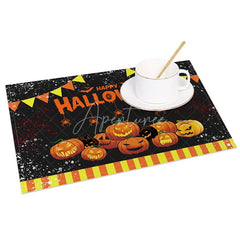 Aperturee - Aperturee Halloween Spider and Jack-O’-Lantern Set of 4 Placemats for Spooky and Fun Holiday Party Decor