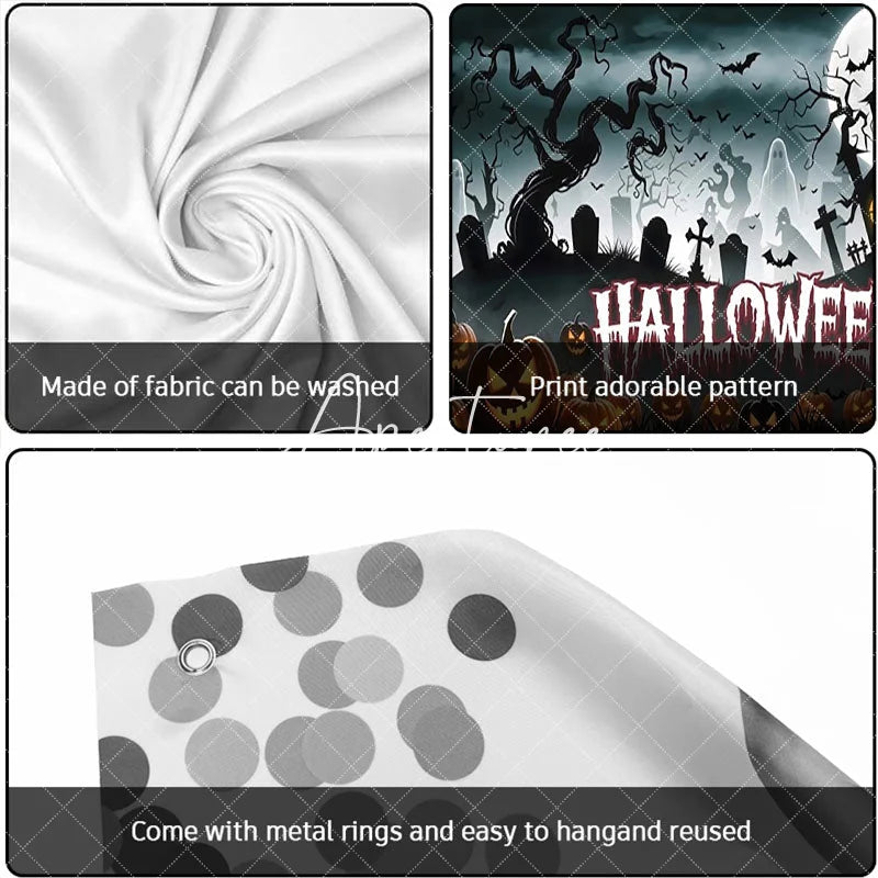 Aperturee - Aperturee Halloween Spooky Garage Door Banner Haunted House with Carved Pumpkins and Full Moon Decor